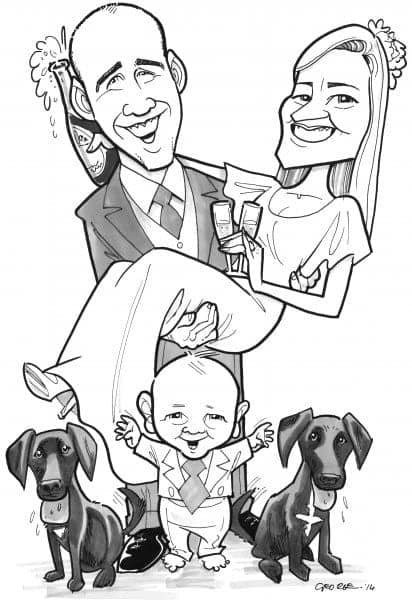 Wedding Invitation - Classic pose with dogs & baby