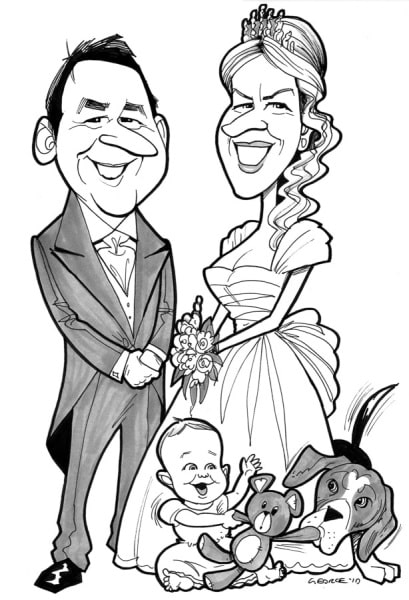 Wedding Invitation - Simple standing with dog & baby