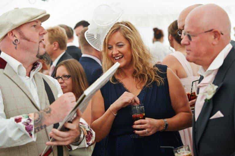 Wedding caricaturist at work