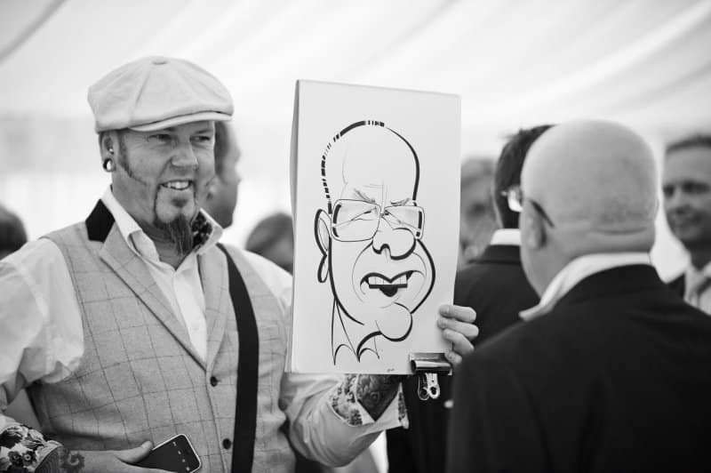 Wedding caricaturist at work