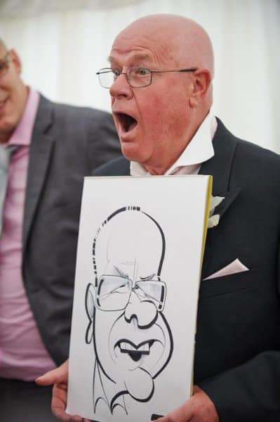 Wedding caricaturist at work