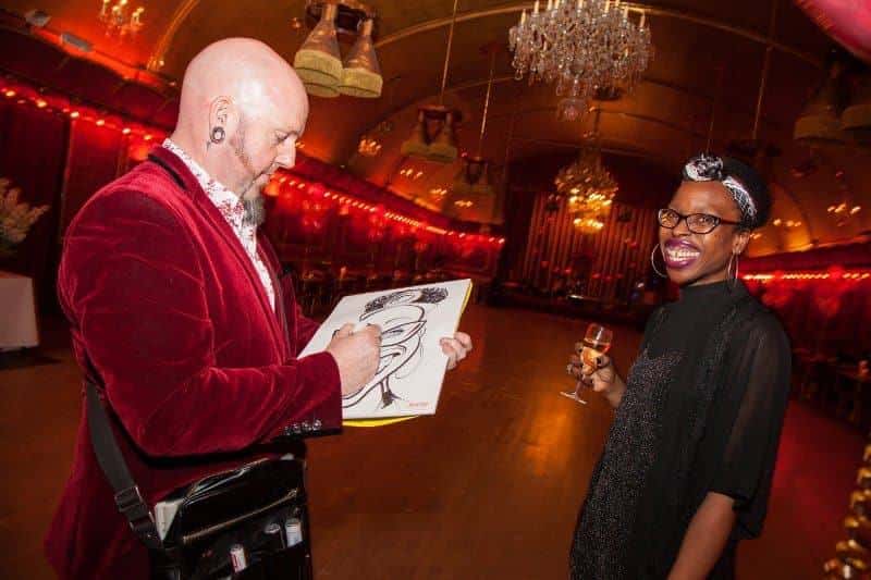 Wedding caricaturist at work