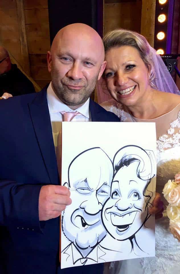 bride and groom caricature